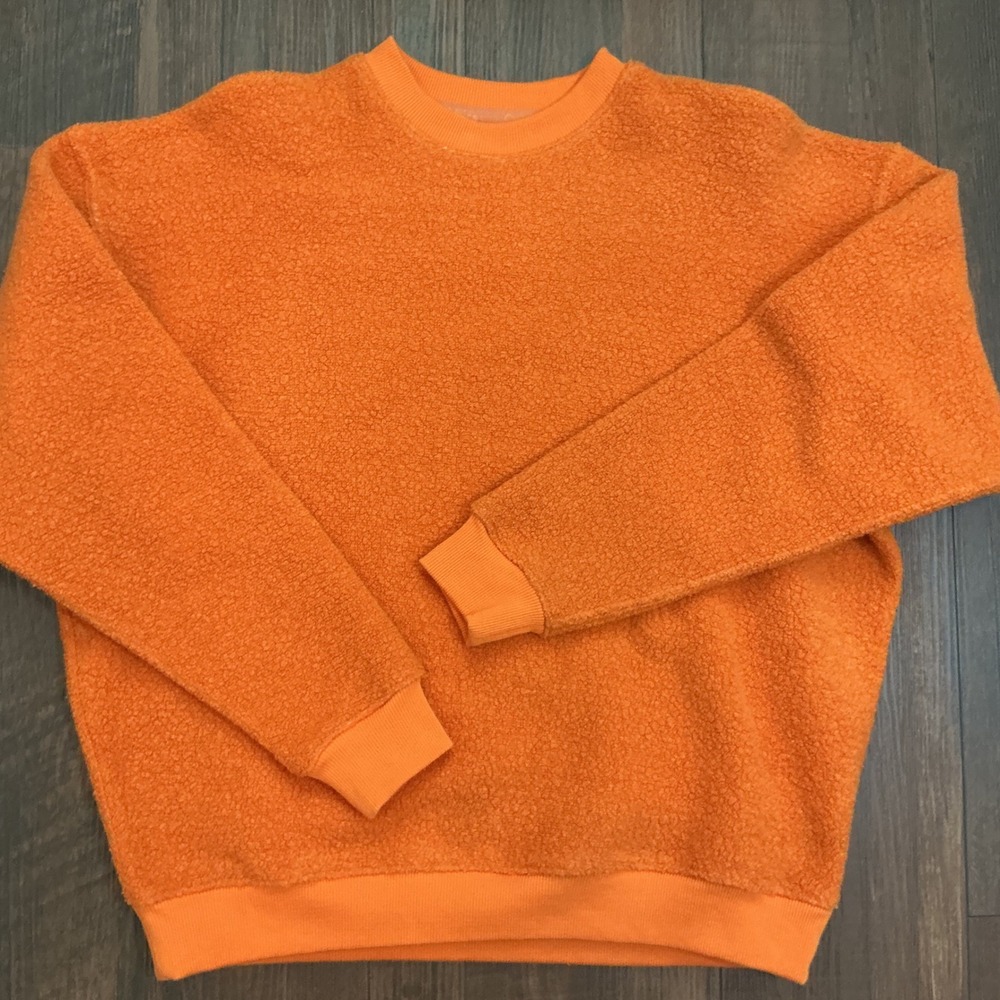 Outdoor Voices MegaFleece Pullover Orange Wool Blend Sweatshirt Size M Gorpcore